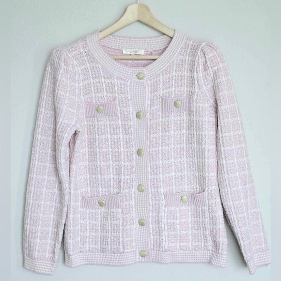 Loveshackfancy Rollins Tweed Blazer Pink Size Large - Picture 4 of 10
